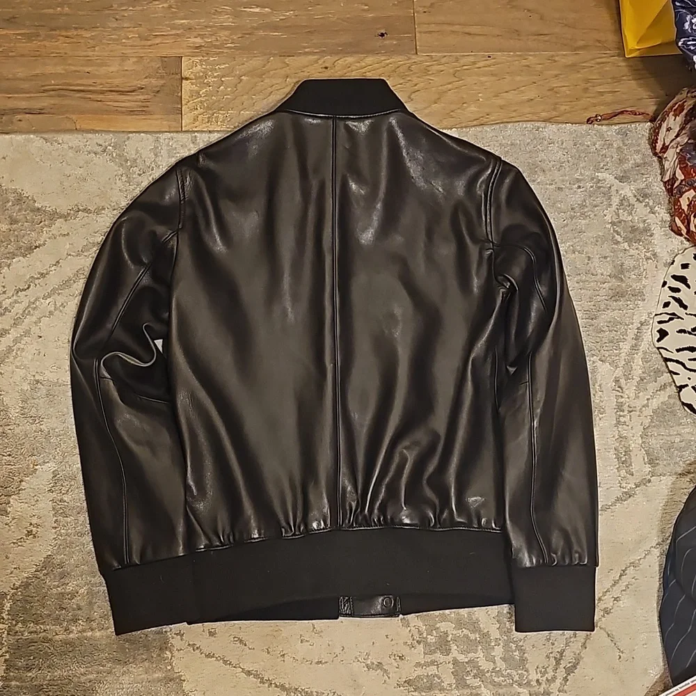 EMPORIO Armani black butter soft leather bomber jacket  M - Picture 4 of 16